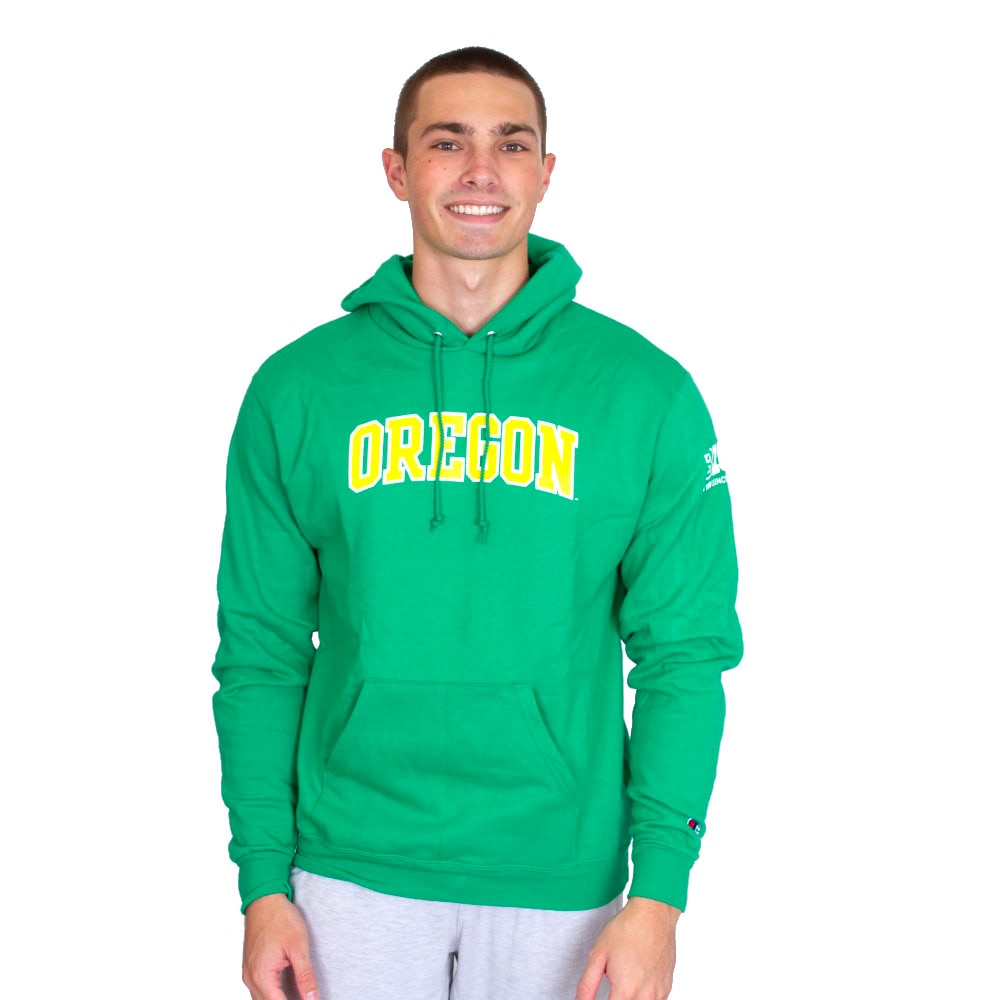 Arched Oregon, Champion, Green, Hoodie, Cotton Blend, Men, Unisex, Football, Powerblend, Pullover, Sweatshirt, 838046